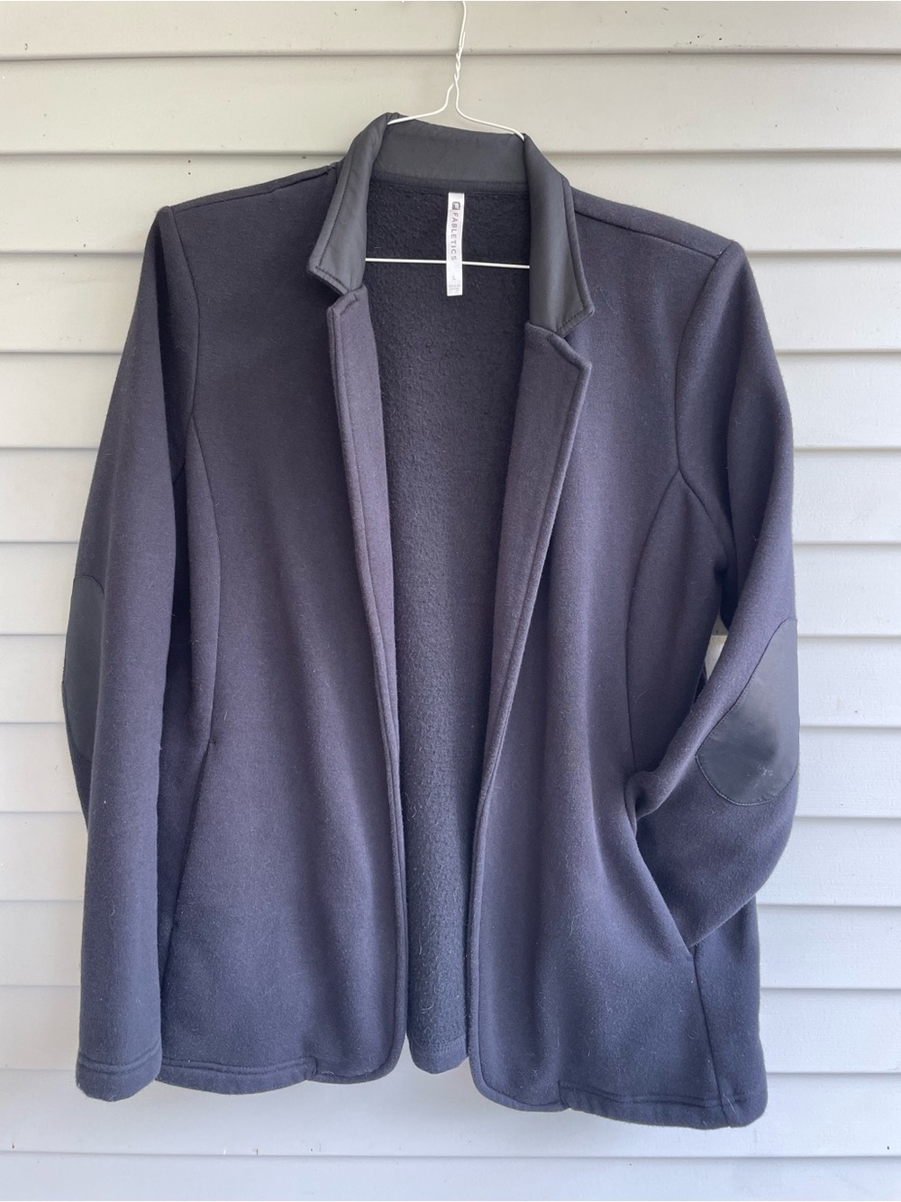 Fabletics Primrose Blazer Women’s Large DeepNavy French Terry Elbow Patch Jacket